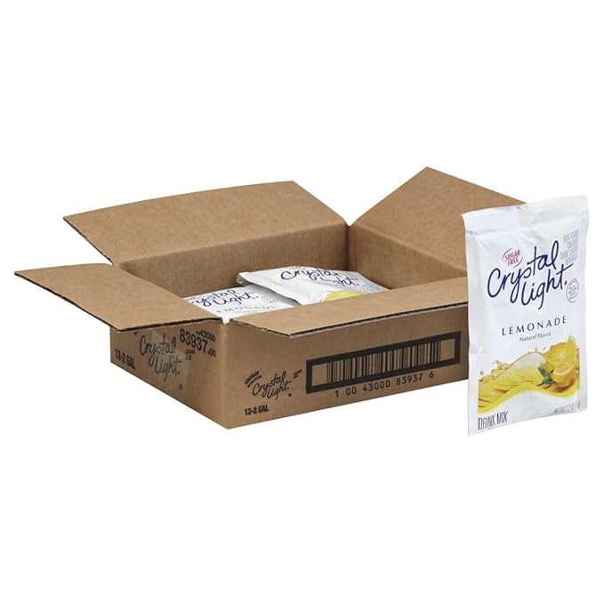Crystal Light Lemonade Mix 12 Envelopes Per Case - Each Evelope Makes 2 Gallons