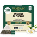 VAHDAM Jasmine Green Tea Bags (100 Count) Med Caffeine Non GMO | High Grown Green Tea Blended w/Pure Jasmine Flowers | Resealable Ziplock Pouch