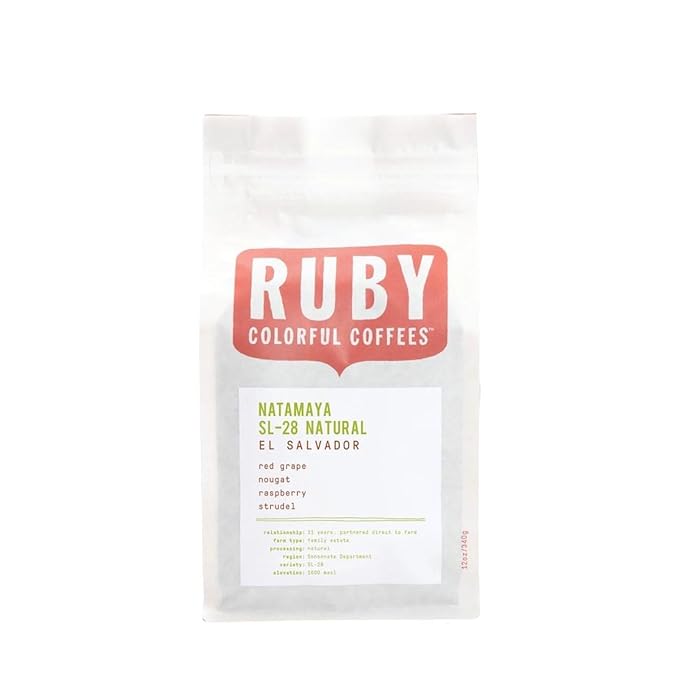 El Salvador Natamaya SL-28 Natural - Roasted by Ruby Coffee Roasters - Freshly Ground Coffee - 12 Ounce Bag