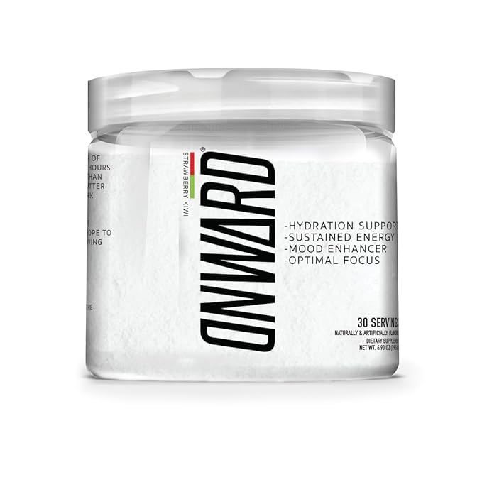 Onward Daily Performance Drink Mix – Clean Energy Focus &amp Hydration Support with Electrolytes Nootropics &amp Vitamins – No Sugar Smooth Taste - Strawberry Kiwi