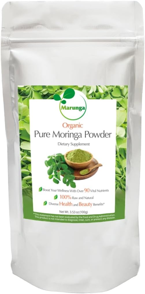 Organic Moringa Powder 100% Raw &amp Natural Non-GMO Superfood 30-Day Supply Made in Japan Rich in Antioxidants Vitamins &amp Amino Acids Vegan &amp Gluten-Free Great for Smoothies &amp Te