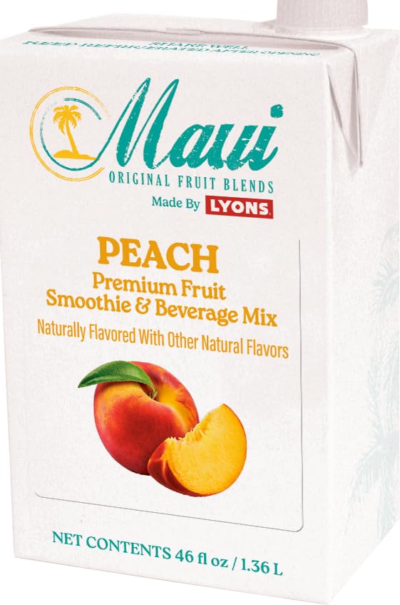Maui Peach Premium Fruit Smoothie &amp Beverage Mix 46 fl oz (Pack of 6)