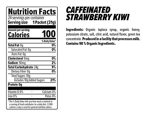Honey Stinger Organic Energy Gels (Box of 24) - Strawberry Kiwi (Caffeinated) - Strawberry Kiwi (Caffeinated)