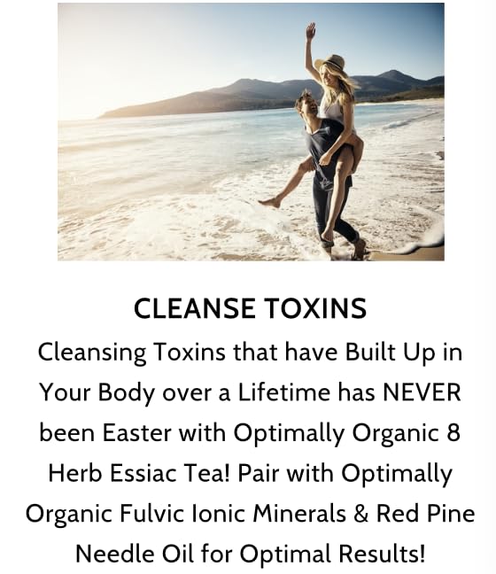 Optimally Organic ESSIAC Tea - Tea Bag Cut - 8 Herb Recipe by Rene Caisse! USA &amp EU Grown Burdock Root - Sheep Sorrel Whole Plant with Roots - Blessed Thistle - Kelp - Watercress Red Clover Slip