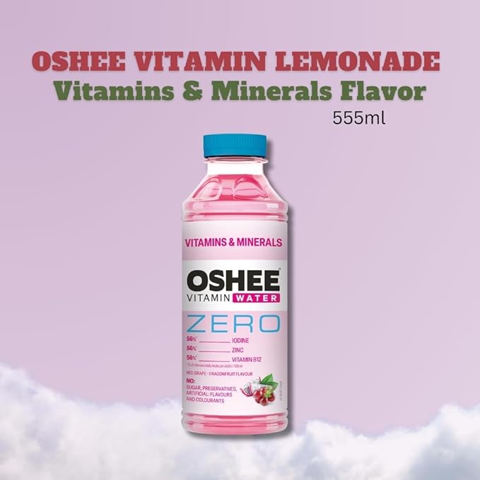 SORINA Oshee Vitamin Water Zero Vitamins &amp Minerals Flavour 555ml (Pack of 6) – Magnesium Niacin Pantothenic Acid Vitamin B6 Folic Acid Biotin Vitamin B14