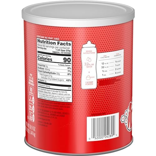 G ESSNTL Organic Gatorade Thirst Quencher Powder Strawberry 50.9 oz Canister (Pack of 3)