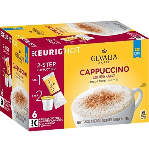 Gevalia Cappuccino Keurig K Cup Pods with Froth Packets 5.98oz (24 Count 4 Boxes)