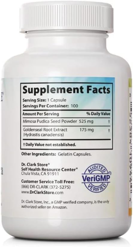 Dr Clark Store Mimosa Pudica &amp Goldenseal – 100 Capsules Supports Digestive Health Gut Balance &amp Immune Support