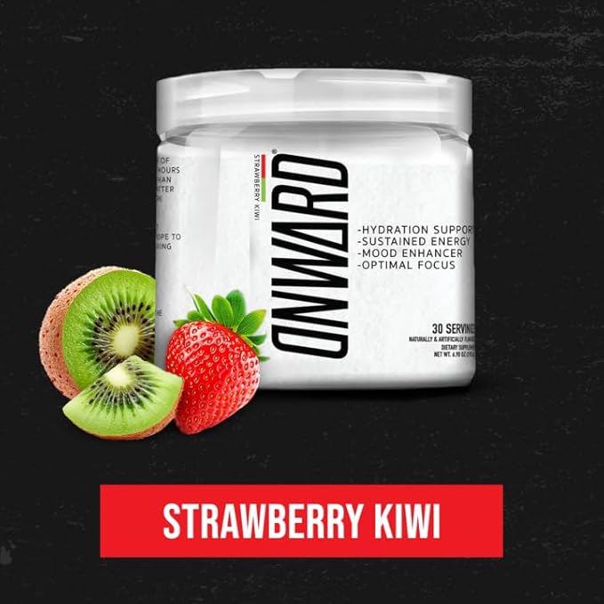 Onward Daily Performance Drink Mix – Clean Energy Focus &amp Hydration Support with Electrolytes Nootropics &amp Vitamins – No Sugar Smooth Taste - Strawberry Kiwi