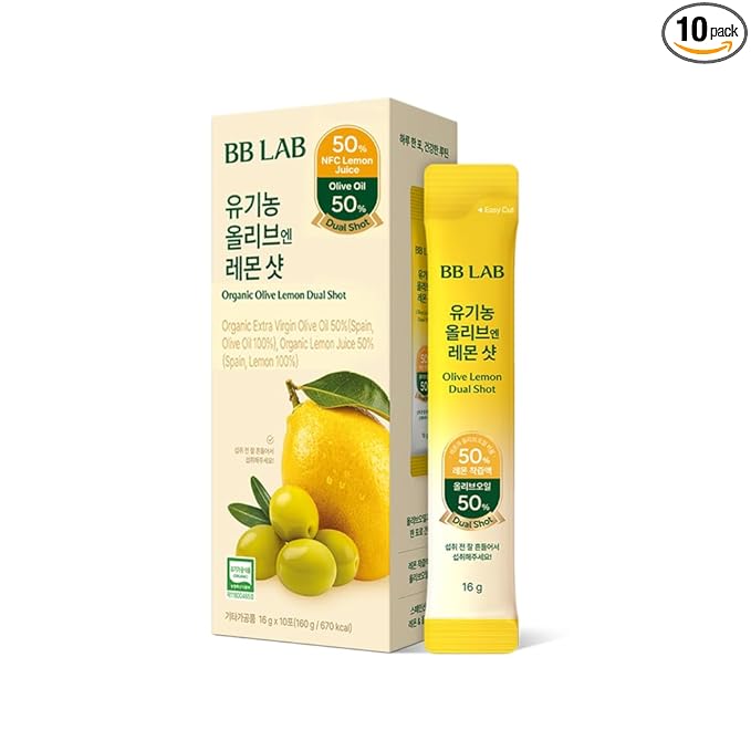 BB LAB Organic Olive &amp Lemon Dual Shot 50:50 Ratio Cold-Pressed Extra Virgin Olive Oil &amp NFC Lemon Juice 16g*10 Sticks
