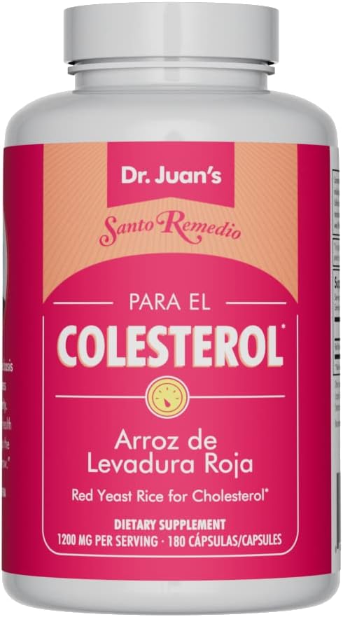 Santo Remedio Red Yeast Rice Supports Cardiovascular System Dietary Supplement 1200 mg per Serving 180 Capsules Non-GMO Gluten Free No Artificial Flavors