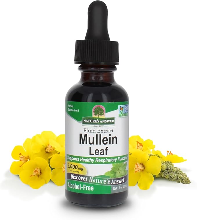 Nature's Answer Mullein Leaf | Herbal Supplement | Supports Respiratory Function &amp Mucous Membranes | Non-GMO &amp Kosher | Gluten-Free &amp Alcohol-Free 1oz (2 Pack)