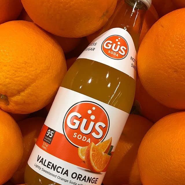 GuS Grown-Up Soda | Lightly Sweetened Sodas with Real Juices | 12 Fl Oz (Pack of 24) (Dry Valencia Orange)