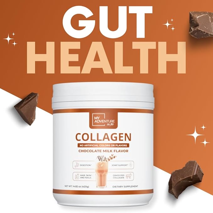 My Adventure to Fit Hydrolyzed Collagen Powder for Women - Grass Fed for Muscle Growth &amp Chocolate Collagen Protein Powder - Keto Collagen Powder for Joints &amp Gut Health - Chocolate Milk 420g