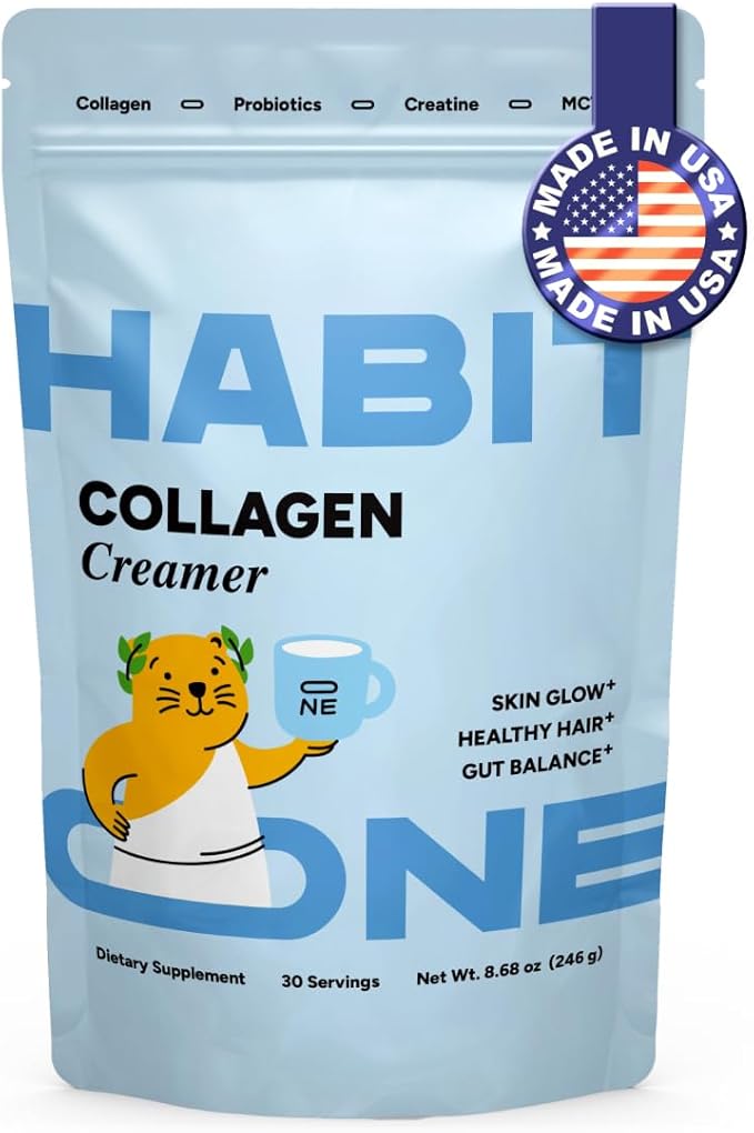 Collagen Protein Creamer for Coffee with Probiotics Creatine &amp Coconut MCT Oil - Made in USA - Gut Health Beauty &amp Recovery - 30 Servings