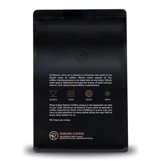 Reborn Coffee Specialty Whole Bean Coffee Medium Roast 12 Ounce Ethiopia Abana Estate Sulladjah Flavor Notes of Chamomile Pomegranate Peach and Sweet Finish