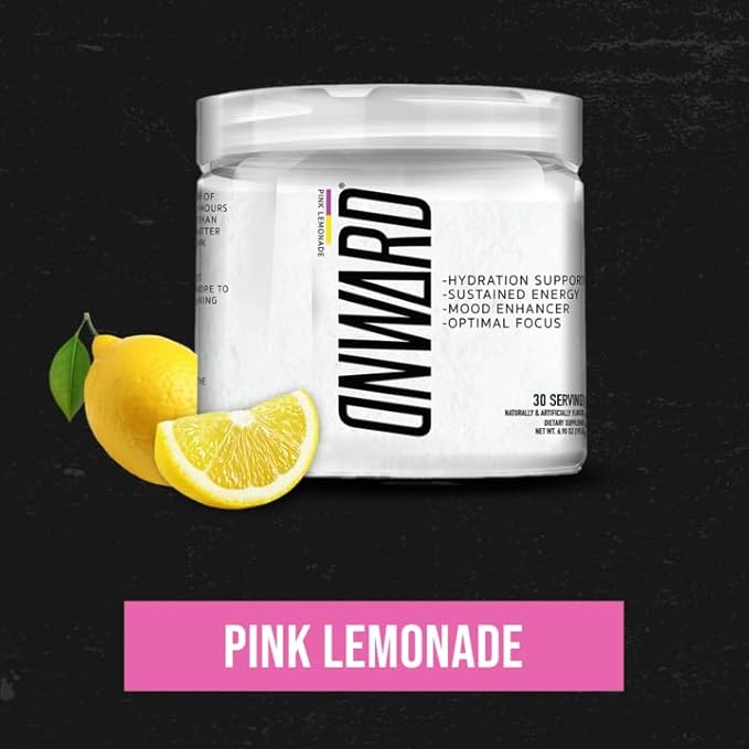 Onward Daily Performance Drink Mix – Clean Energy Focus &amp Hydration Support with Electrolytes Nootropics &amp Vitamins – No Sugar Smooth Taste - Pink Lemonade