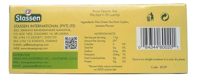 Stassen Pure Jasmine Green Tea (Pack of 2) 100 Tea Bags