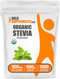 BulkSupplements.com Organic Stevia Powder - Pure Sweetener Sourced from Stevia Leaves Herbal Supplement - Vegan &amp Gluten Free 500mg per Serving 500g (1.1 lbs) (Pack of 1)