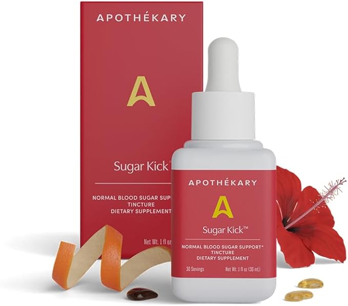 Apothékary Sugar Kick Herbal Supplement Liquid Drops Curbs Cravings and Helps Support Normal Blood Sugar Made in USA 1 Fl Oz 30 Servings