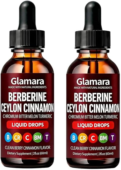 Glamara Berberine with Ceylon Cinnamon Supplement Liquid Drops Balance Regulator Drops 60ml