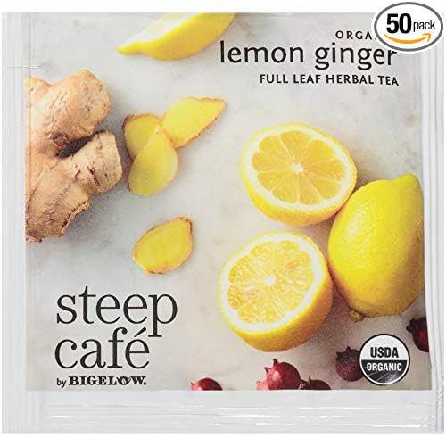 Bigelow Tea Steep Cafe Organic Herbal Tea Lemon Ginger 50 Bags/carton