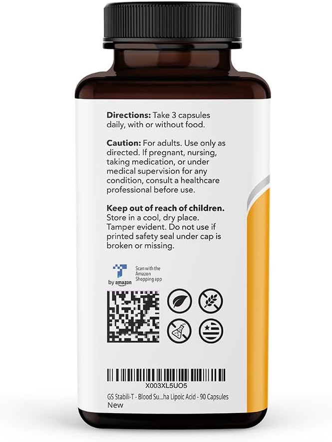 LifeSeasons GS Stabili-T - Blood Sugar Support Supplement - Healthy Circulation &amp Vision - Maintain Normal Levels - Chromium Cinnamon Gymnema Bilberry &amp Alpha Lipoic Acid - 90 Capsules