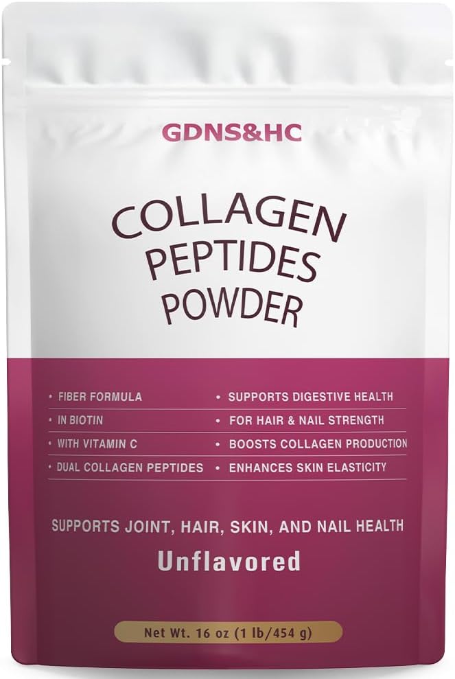 GDNS&ampHC Collagen Peptide Powder Unflavored (Collagen16 oz) – This Instant Soluble Collagen Supplement is formulated to Boost Skin Hair Nail and Joint Health Making it Your Perfect Daily Choice