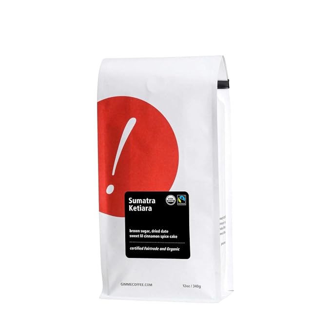 Sumatra Ketiara - Certified Fairtrade Organic - Roasted by Gimme! Coffee - Whole Bean Coffee - 5 Pound Bag