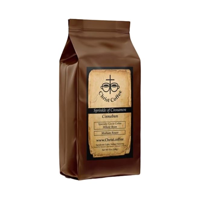 Christ Coffee Sprinkle of Cinnamon Ground Bean | Smooth and Creamy Flavor Perfect for Daily Brew | Freshly Roasted Rich Aroma Cinnabun 12 oz Bag