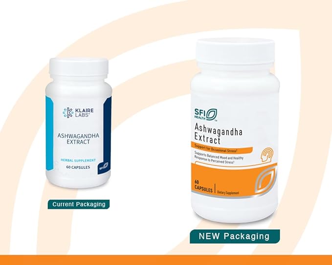 SFI Health Klaire Labs Ashwagandha Extract 300mg - Ashwagandha Supplement to Promote Memory Cognitive Function &amp Healthy Stress Response - Hypoallergenic Ashwagandha Root Extract (60 Capsules)