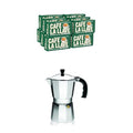 Café La Llave Espresso Dark Roast Coffee 8.8 Ounce (Pack of 12) and IMUSA USA Large Aluminum Stovetop 9-cup Classic Italian and Cuban Espresso Maker (B120-44V)