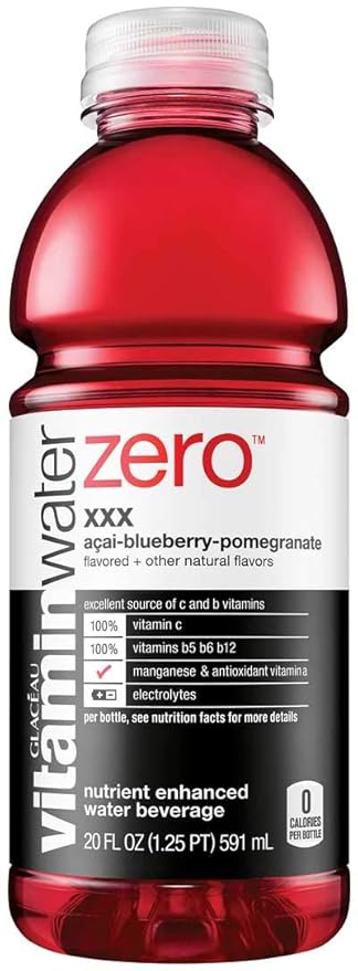 Vitamin Water Zero Acai-Blueberry-Pomegranate - XXX 20oz Bottle (Pack of 6 Total of 120 Oz)