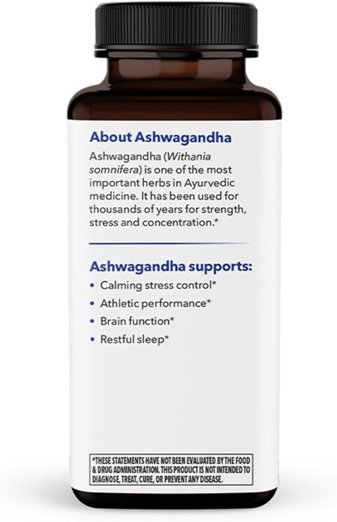 LifeSeasons Essentials Ashwagandha - Stress &amp Sleep Support Supplement - Calm &amp Focused Mind - Improves Athletic Performance &amp Brain Function - 900mg per 2 Capsules - 60 Capsules
