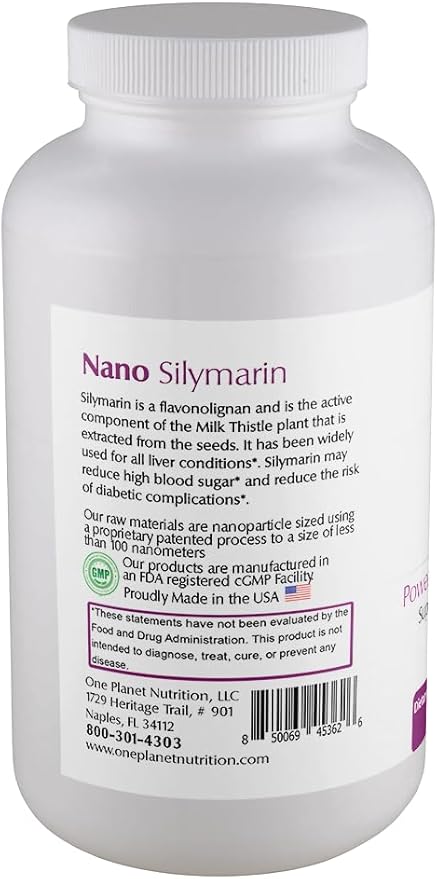 One Planet Nutrition Nano Particle Size Silymarin Capsules 250 mg (120 Count) - Nano Particle Size Milk Thistle Extract for Superior Absorption - Supports Detoxification - Non GMO Vegan Gluten Free