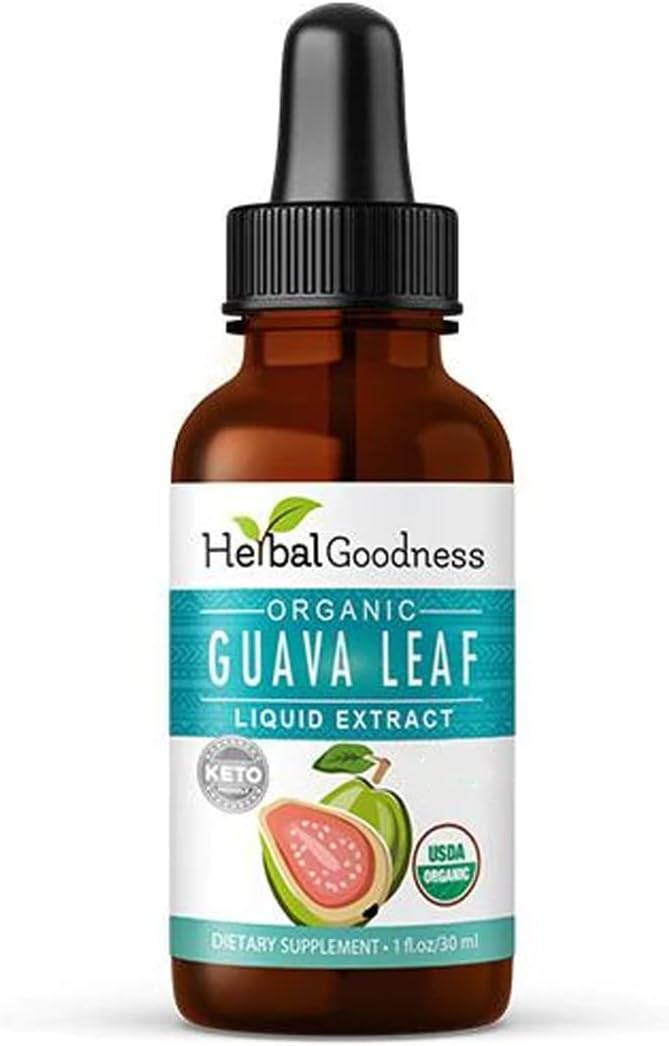 Guava Leaf Extract - Organic Guava Leaves - Hojas de Guayaba for Health &amp Wellness Immune Support Hair Skin and Nails Supplement | Non-GMO |1oz Bottle - Herbal Goodness