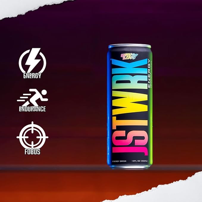 JST WRK Energy Drink - 12-Pack Sugar-Free Zero Calories No Sugar Alcohols 12 Fl Oz. 200 milligrams Caffeine (Unicorn Blood)