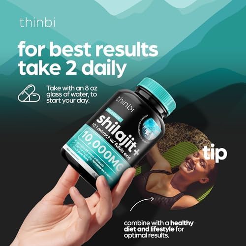 Thinbi Pure Himalayan Shilajit Capsules with Fulvic Acid &amp Trace Minerals - 90 Count