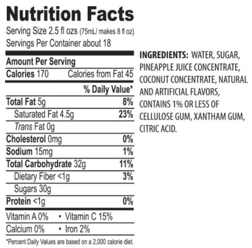 Maui Piña Colada Premium Fruit Smoothie &amp Beverage Mix 46 fl oz (Pack of 6)