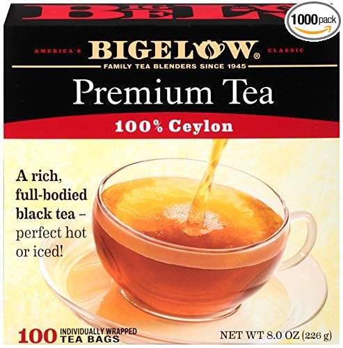 Bigelow 100 Count Premium Blend Black Tea (Case of 10) Contains 1000 Total Individually Wrapped Tea Bags Full Caffeine
