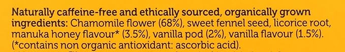 Pukka Organic Tea Bags Chamomile Vanilla &amp Manuka Honey Herbal Tea Perfect for Moments of Calm 20 Count (Pack of 6) 120 Tea Bags