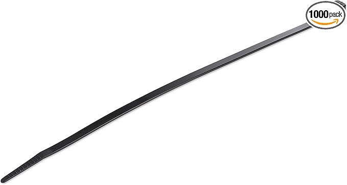 StarTech.com 10(25cm) Cable Ties - 1/8(4mm) Wide 2-5/8(68mm) Bundle Diameter 50lb(22kg) Tensile Strength Nylon Self Locking Zip Ties w/Curved Tip 94V-2/UL Listed 1000 Pack - Black TAA