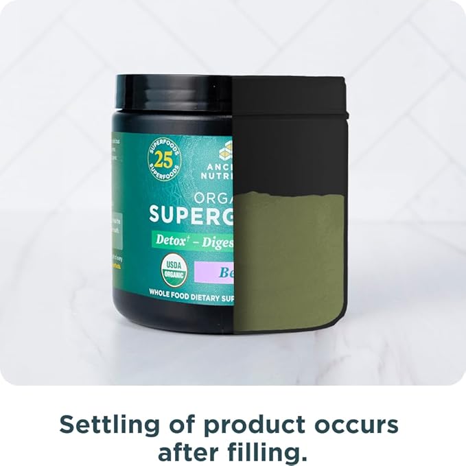 Ancient Nutrition Multi Collagen Protein Powder Vanilla 24 Servings + Organic Supergreens Powder Berry 12 Servings