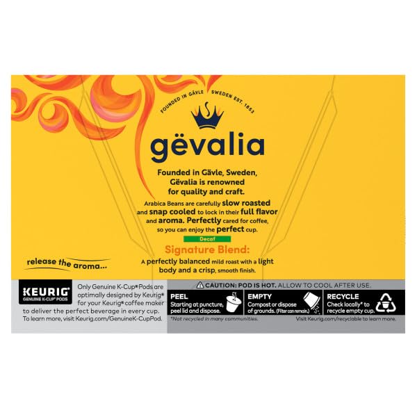 Gevalia Blend Decaf Mild Light Roast K-Cup Coffee Pods 3.4 Oz (Pack of 6)