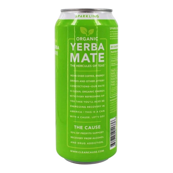 Clean Cause Sparkling Lemon Lime Yerba Mate - 16 Ounces (Case of 12)