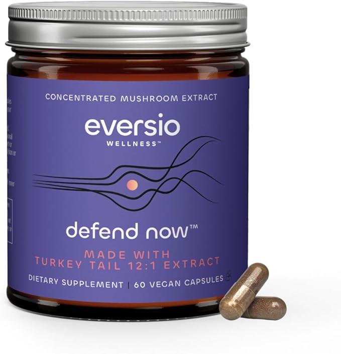 Organic Turkey Tail Capsules – 12:1 Extract 45% Beta Glucans - Fruiting Body Mushroom Supplement for Immune Support – 60 Vegan Capsules (Defend Now)