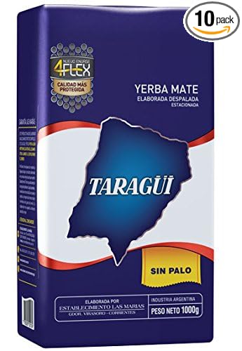 Taragui Yerba Mate Loose Leaf 1000-Gram Packages (Pack of 10)