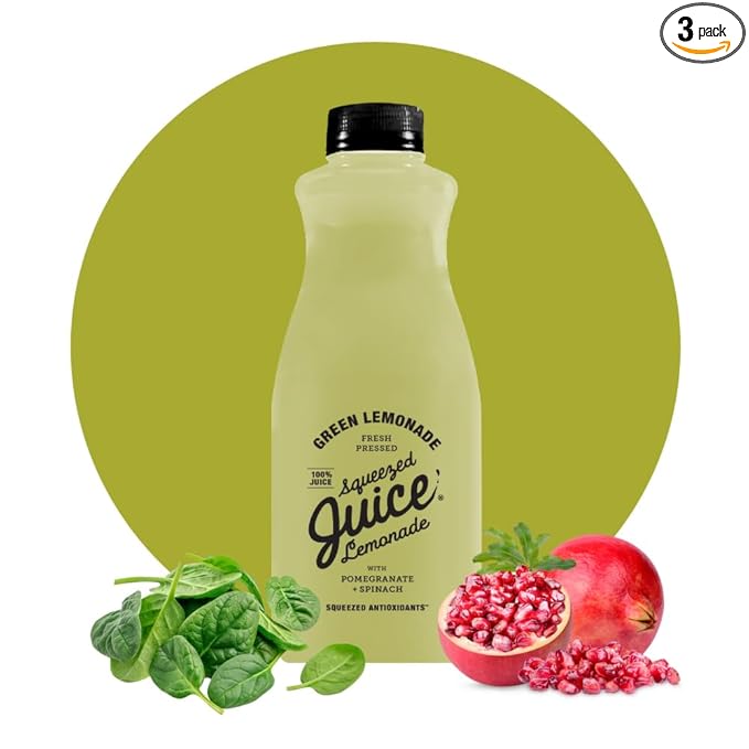 Squeezed Juice Green Lemonade 100% Juice - 32 FL OZ Multi-Serve Bottle | HPP Pasteurized | Not from Concentrate | Fresh Pressed | California Fruit Juice…