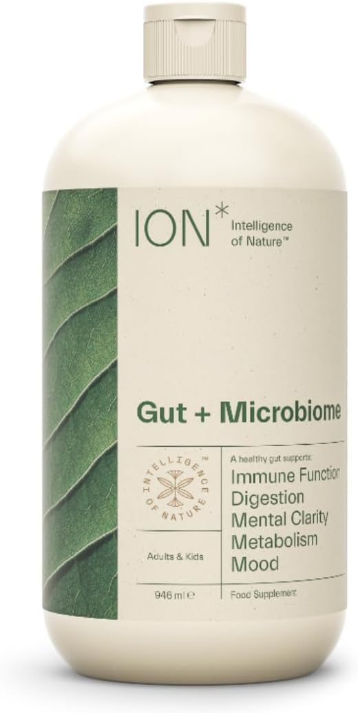 ION* Intelligence of Nature Gut Support Liquid Supplement - Gut &amp Digestive Health Liquid Drops Cleanse &amp Detox with Humic Extract for Women &amp Men Adults &amp Kids 4+ - 32 fl oz (Pack o