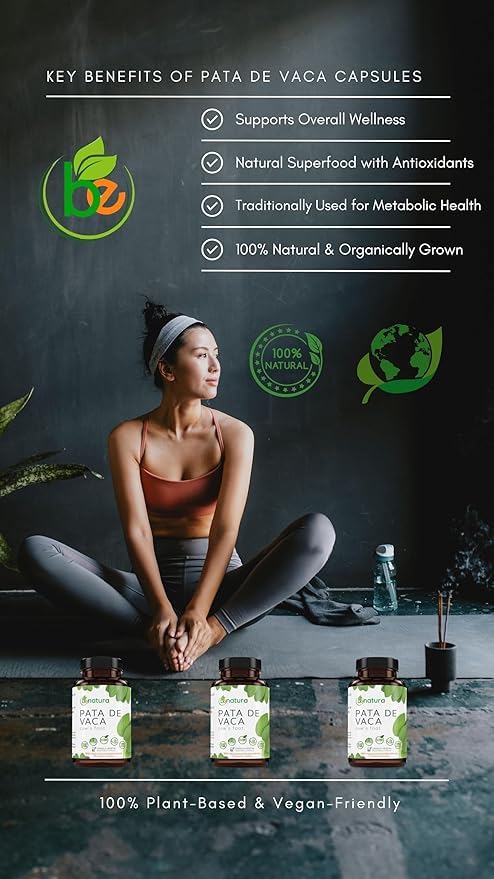 Pata de Vaca Té (Cow's Foot Tea) – 24 Bags – 100% Natural Infusion – Vegan Non-GMO Gluten-Free + Pata de Vaca Capsules – 1500 mg Per Serving 90 Veggie Caps – Organically Grown – 100% Natural Premi